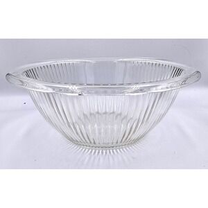 Vintage‎ FEG19 Clear Depression Glass Ribbed Mixing Bowl Wide Rolled Rim 10 Inch